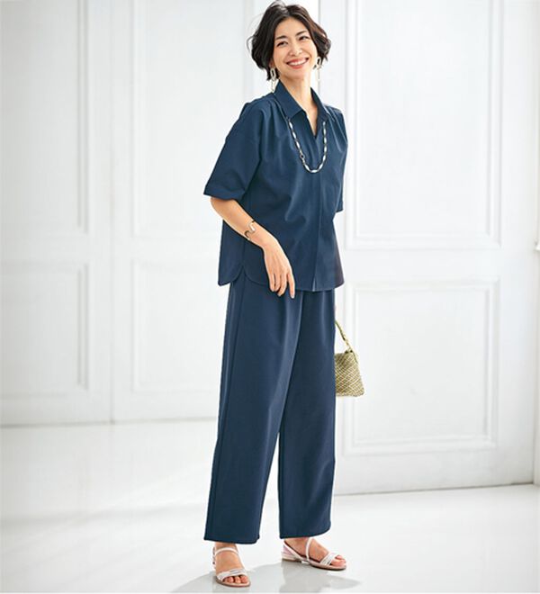 BELLUNA（ベルーナ）の「エアリーサッカー素材スキッパーブラウス（ブラウス）」｜詳細画像