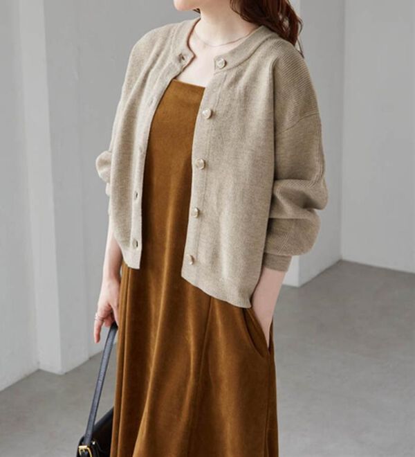 RANAN（ラナン）の「畦ニットカーデ&times;ベロアキャミワンピ（ロングワンピース）」｜詳細画像