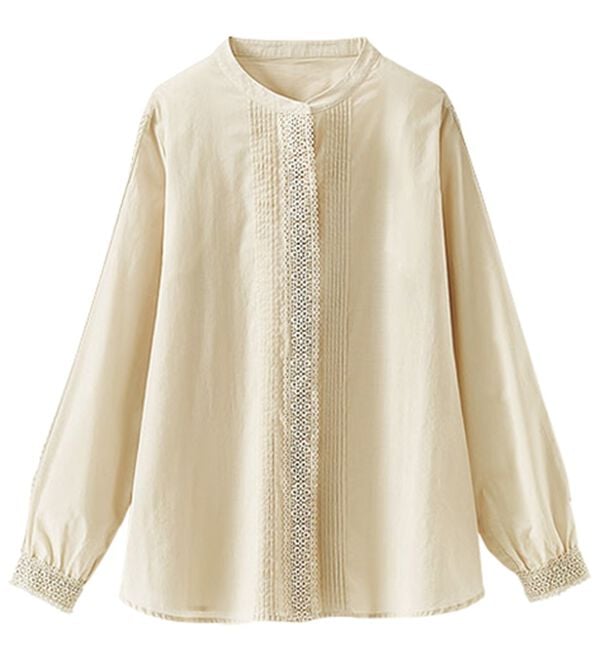 BELLUNA（ベルーナ）の「綿１００％レース&times;ピンタックデザインブラウス（ブラウス）」｜詳細画像