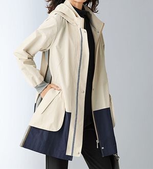 BELLUNA（ベルーナ）の「配色切替グログランテープ使いコート（ハーフコート）」｜アイボリー系