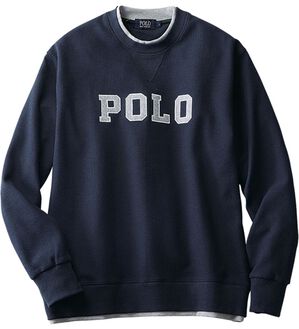 「＜ポロ・ビーシーエス＞ワッフルレイヤードトレーナー（メンズトレーナー）」｜ネイビー