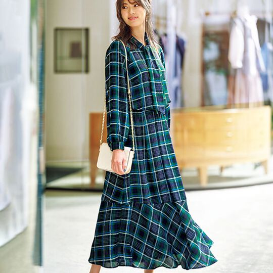 あったか裏地！チェック柄セットアップ - ベルーナ【公式】