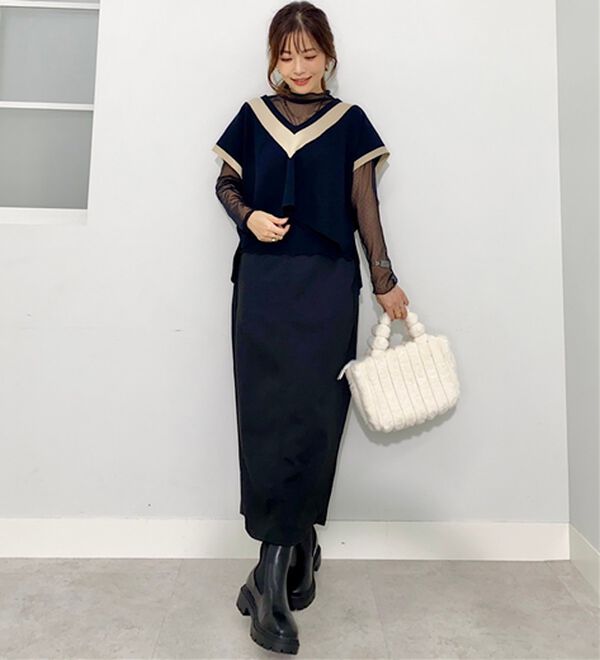 BELLUNA（ベルーナ）の「【低身長さん向け】ドット柄チュールインナー（カットソー）」｜詳細画像