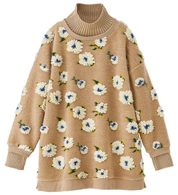 【新品】Nature's ハイネックチュニックセーター 新品】Nature's ハイネックチュニックセーター 袖ケーブル編み