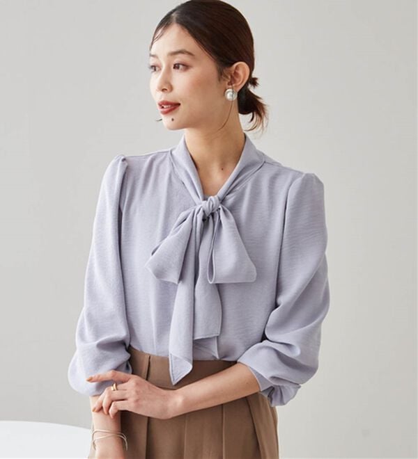 RANAN（ラナン）の「ボウタイリボンブラウス（ブラウス）」｜ブルー