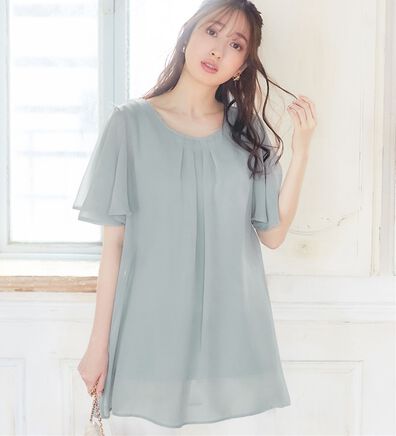 alotta（アロッタ）の「【接触冷感】インナー付シフォンタックチュニック（チュニック）」