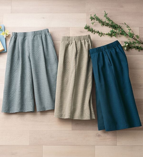 ルフラン（ルフラン）の「【３本組】日本製ひざ下丈キュロットパンツ（その他パンツ）」｜3本組