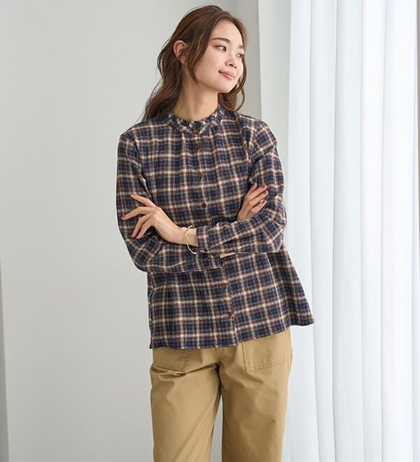 BELLUNA（ベルーナ）の「柔らかコットン衿フリルシャツ（ブラウス）」｜詳細画像