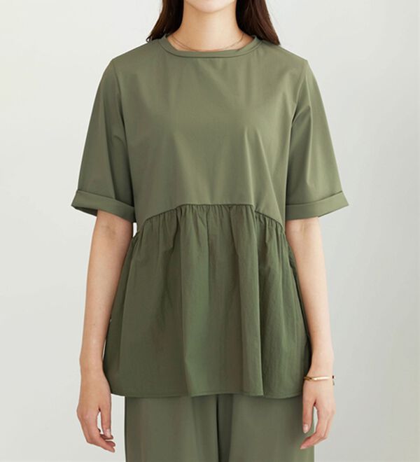 BELLUNA（ベルーナ）の「ヒンヤリ爽快！異素材切替プルオーバー（カットソー）」｜詳細画像