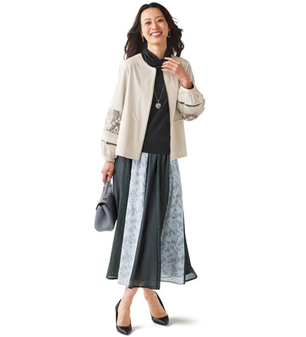 BELLUNA（ベルーナ）の「《普通のスカートじゃ満足できない！》異素材切替デザインスカート（ロングスカート）」｜詳細画像