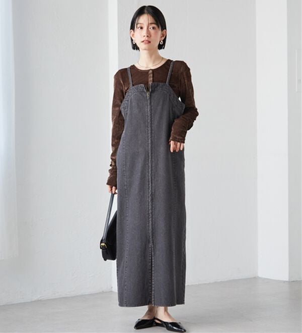 RANAN（ラナン）の「フロントジップデニムジャンスカ（その他ワンピース）」｜グレー