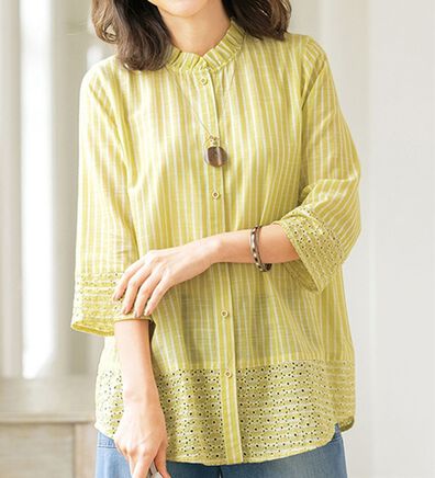 ルフラン（ルフラン）の「花刺しゅうのストライプブラウス（ブラウス）」