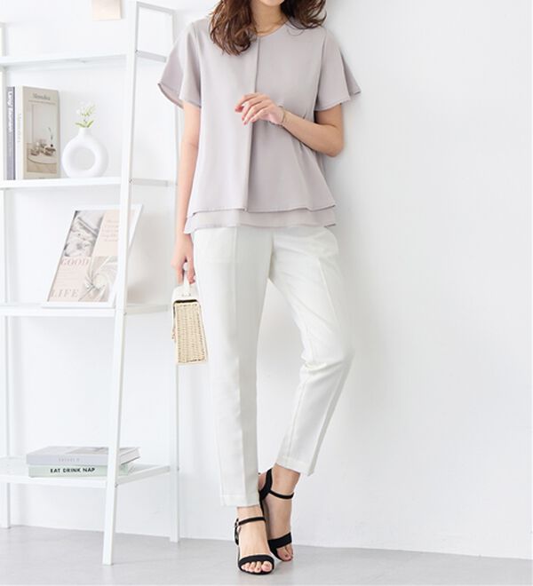 alotta（アロッタ）の「シフォンレイヤードＶネックブラウス（ブラウス）」｜詳細画像