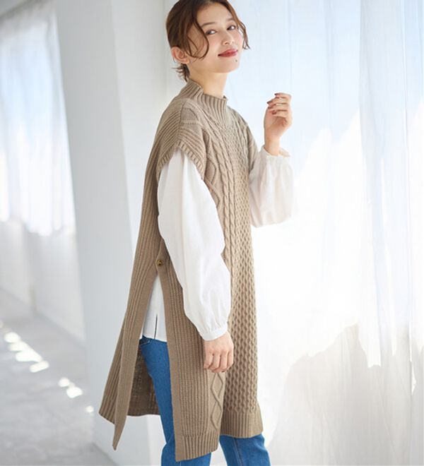 Viola e Viola（ヴィオラ エ ヴィオラ）の「ロングニットベスト（ベスト）」｜詳細画像