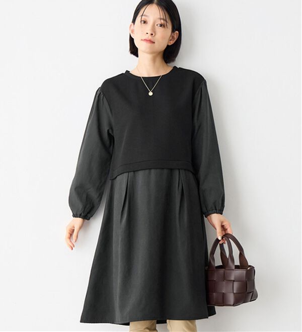 Viola e Viola（ヴィオラ エ ヴィオラ）の「時短コーデ楽ちんドッキングワンピース（ドッキングワンピース）」｜ブラックブラック