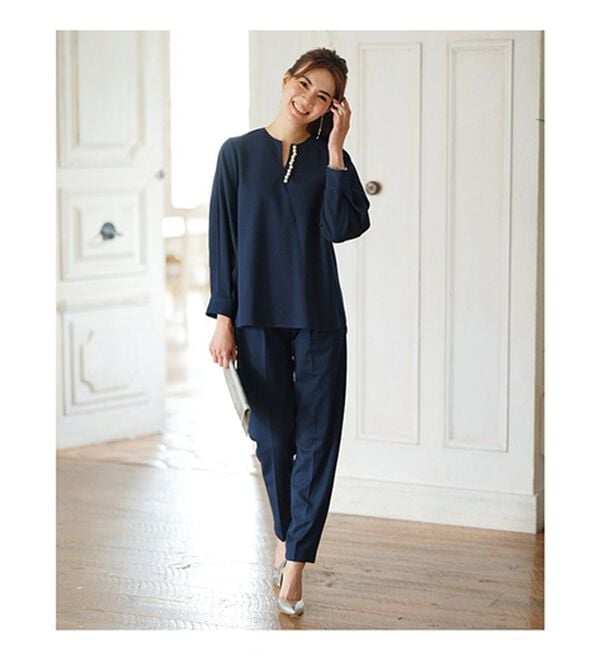 BELLUNA（ベルーナ）の「快適ストレッチ！パール調デザインセットアップ（セットアップ）」｜詳細画像