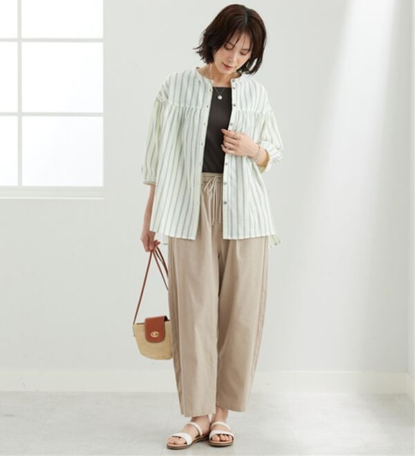 BELLUNA（ベルーナ）の「ダブルガーゼ素材切替デザインブラウス（ブラウス）」｜詳細画像