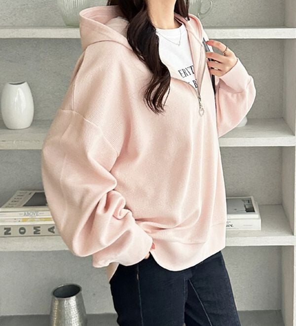 GeeRA（ジーラ）の「ハーフジップワッフルパーカー（パーカー）」｜詳細画像