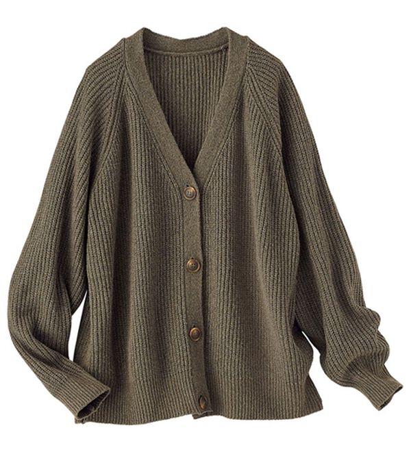 BELLUNA（ベルーナ）の「エコ素材ゆったりあぜ編ニットカーディガン（ニットカーディガン）」｜詳細画像