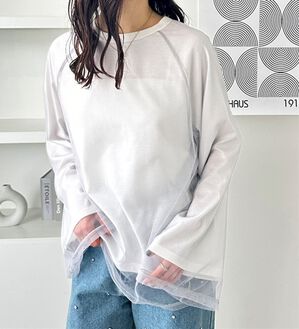 GeeRA（ジーラ）の「チュールレイヤードロンＴ（Tシャツ）」｜オフホワイト