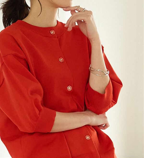 BELLUNA（ベルーナ）の「【快適Ｌａｂ．】洗える！軽い！５分袖ニットカーディガン（ニットカーディガン）」｜詳細画像