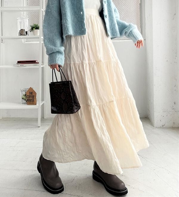 GeeRA（ジーラ）の「ワッシャーボリュームティアードスカート（ロングスカート）」｜詳細画像