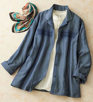 ルフラン（ルフラン）の「レーヨン混デニムのしなやかジャケット（その他ジャケット）」｜ブルー