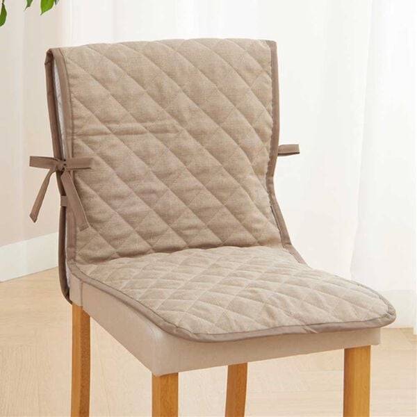 iellio（イエリオ）の「はっ水麻風チェアカバー滑り止め付＜汚れ防止・キズ隠し・撥水・オールシーズン＞（チェアカバー・チェアパッド）」｜モカベージュ