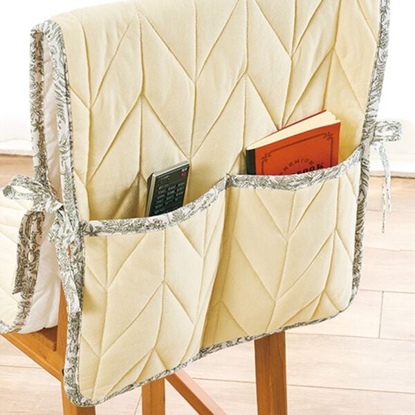 「綿１００％ヘリンボーンキルトチェアカバー同色２枚組（チェアカバー・チェアパッド）」｜詳細画像