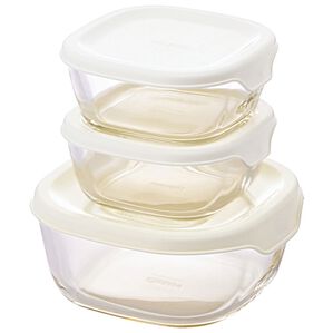 「ハリオ　耐熱ガラス製保存容器　３個組（その他キッチン用品）」｜オフホワイト