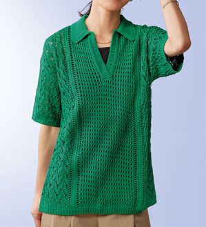 BELLUNA（ベルーナ）の「上品な透け感衿付サマーニット（ニット・セーター）」｜詳細画像