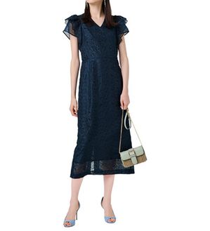 RANAN（ラナン）の「刺しゅうレースワンピース（その他ワンピース）」｜ネイビー