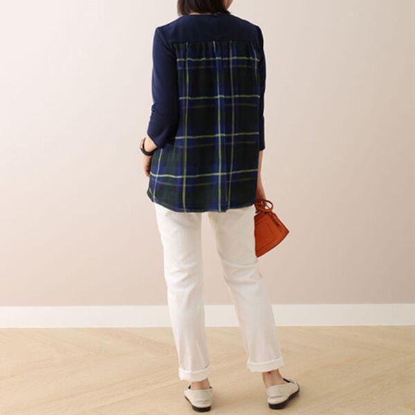 BELLUNA（ベルーナ）の「バックチェック柄切替プルオーバー（チュニック）」｜詳細画像
