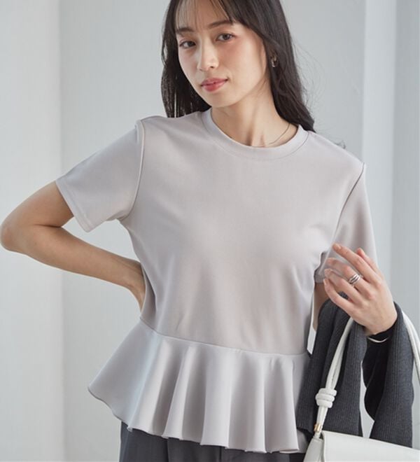 RANAN（ラナン）の「イレヘムペプラムTシャツ（カットソー）」｜ライトグレー