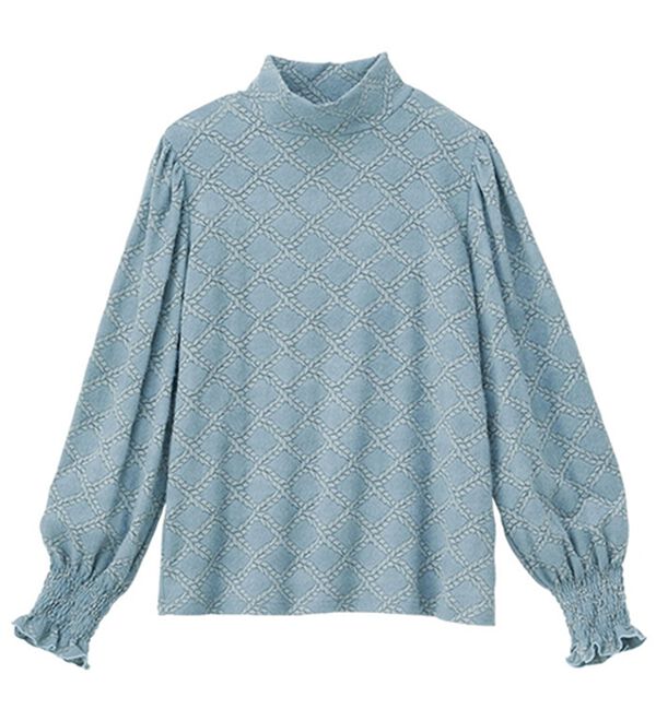 RANAN（ラナン）の「ハイネックカットレースブラウス（ブラウス）」｜ライトブルー