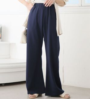 A HAPPY MARILYN（アハッピーマリリン）の「【Ｌ～８Ｌ】＜身長別に選べる２丈＞さらっと美脚ゆるカーブパンツ（ワイドパンツ・ガウチョ）」｜ネイビー
