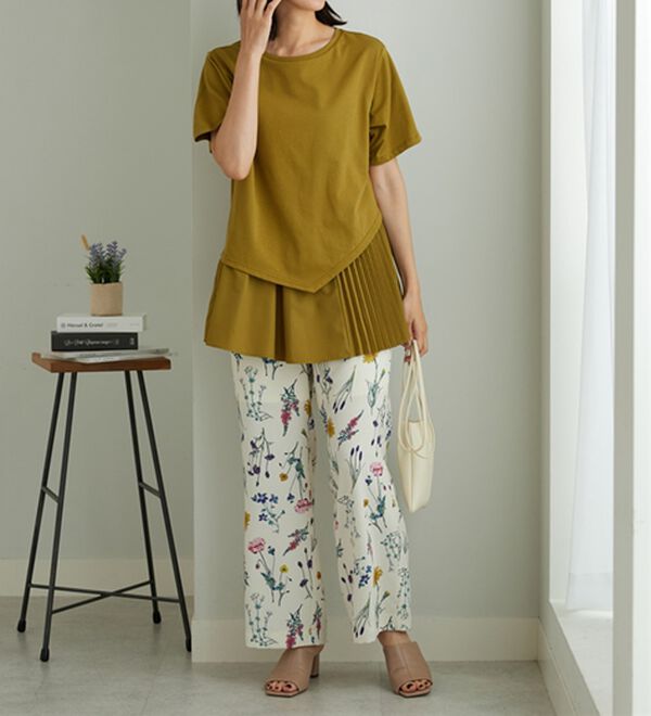 BELLUNA（ベルーナ）の「異素材使い裾アシメデザインチュニック（チュニック）」｜詳細画像