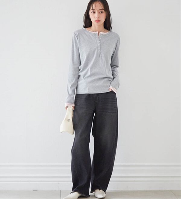 RANAN（ラナン）の「レイヤードヘンリーネックリブTシャツ（カットソー）」｜詳細画像