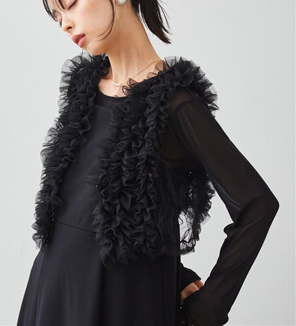 RANAN（ラナン）の「＜３点セット＞チュールフリルベストフレアワンピース（その他ワンピース）」｜詳細画像