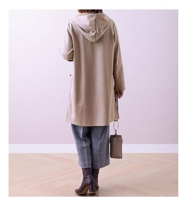 BELLUNA（ベルーナ）の「スエード調素材裏起毛フードカーディガン（ニットカーディガン）」｜詳細画像