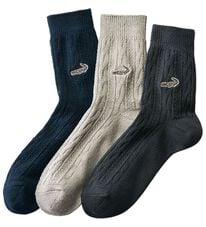 「【３足組】＜クロコダイル＞快適設計編み柄ソックス（メンズ靴下・タイツ）」