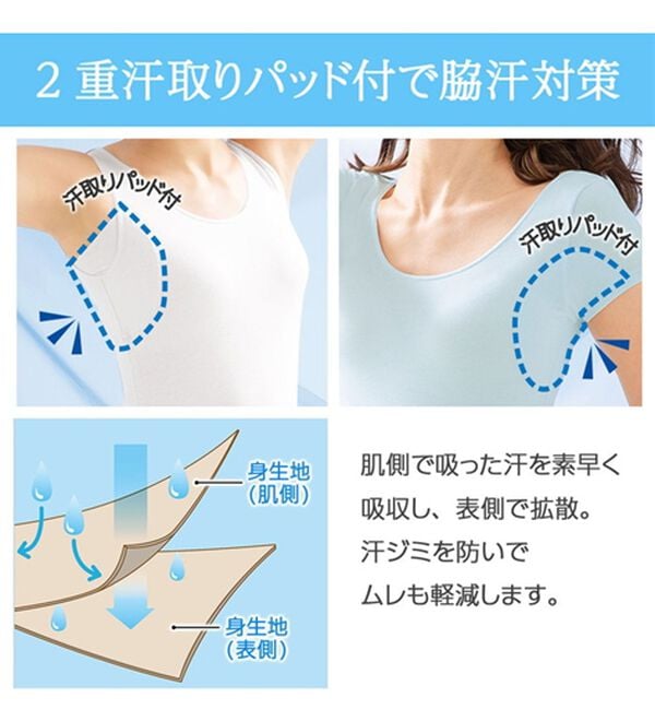 LAVIENNE（ラヴィエンヌ）の「【夏を快適に！】ひんやり汗取りインナー　オフショルダー＜さらりラボ＞（肌着・インナーウェア）」｜詳細画像
