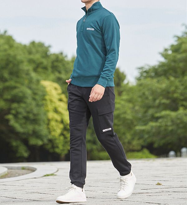 「＜アウトドアプロダクツ＞ブランドデザインハーフジップ・カーゴパンツ（メンズトレーナー）」｜詳細画像