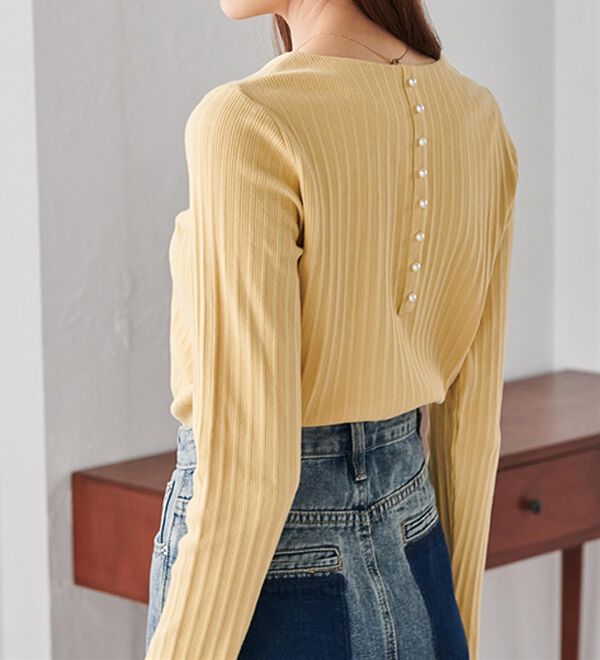 RANAN（ラナン）の「バックパール調釦リブカットソープルオーバー（カットソー）」｜詳細画像