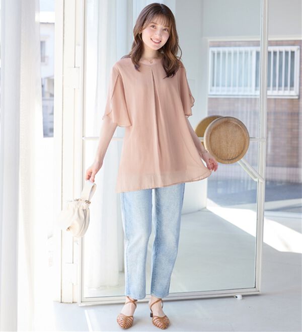 alotta（アロッタ）の「【接触冷感】インナー付チューリップ袖チュニック（チュニック）」｜詳細画像