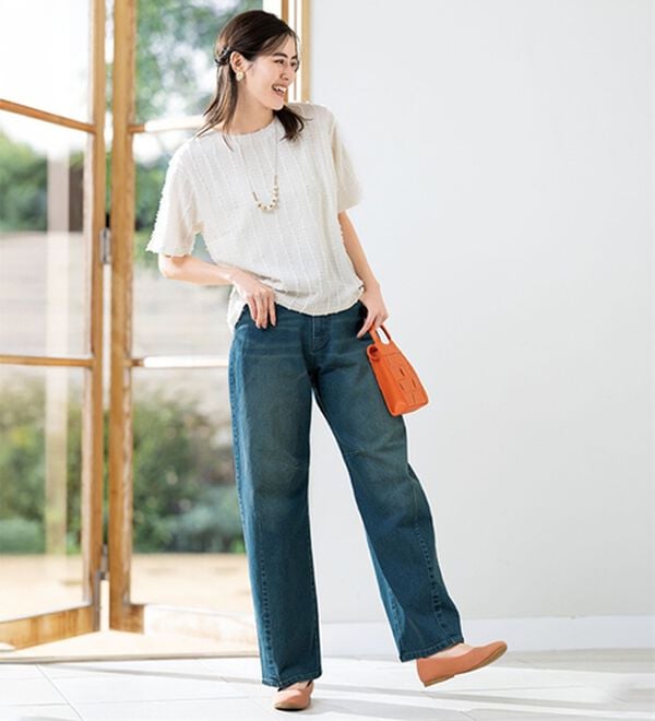 ルフラン（ルフラン）の「旬顔で楽ちん。カーブデニムパンツ（フルレングスパンツ）」｜詳細画像