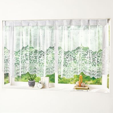 「長さが調節できるマクラメ調スタイルカーテン（ドレープカーテン）」