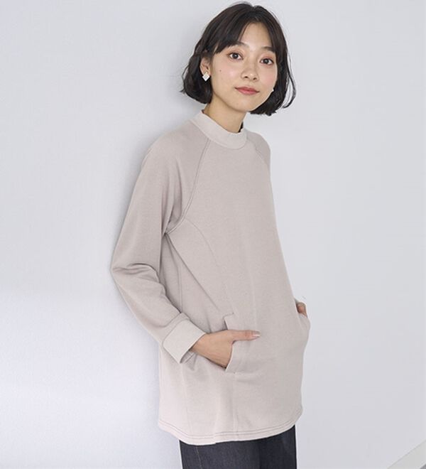 BELLUNA（ベルーナ）の「綿入り素材ラグランデザインポケットトレーナー（トレーナー・スウェット）」｜詳細画像