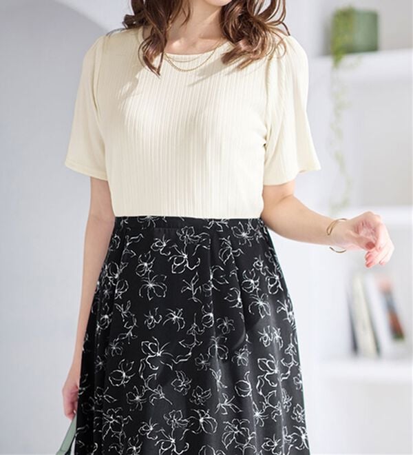 alotta（アロッタ）の「楽キレイ異素材ドッキングワンピース（ドッキングワンピース）」｜詳細画像