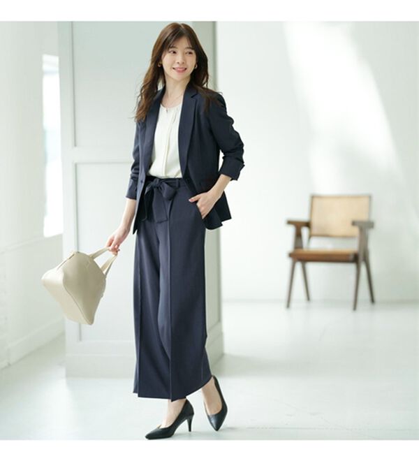 GeeRA（ジーラ）の「【2点セット】選べるボトム！洗えて型くずれしないパンツスーツセット（パンツスーツ）」｜詳細画像